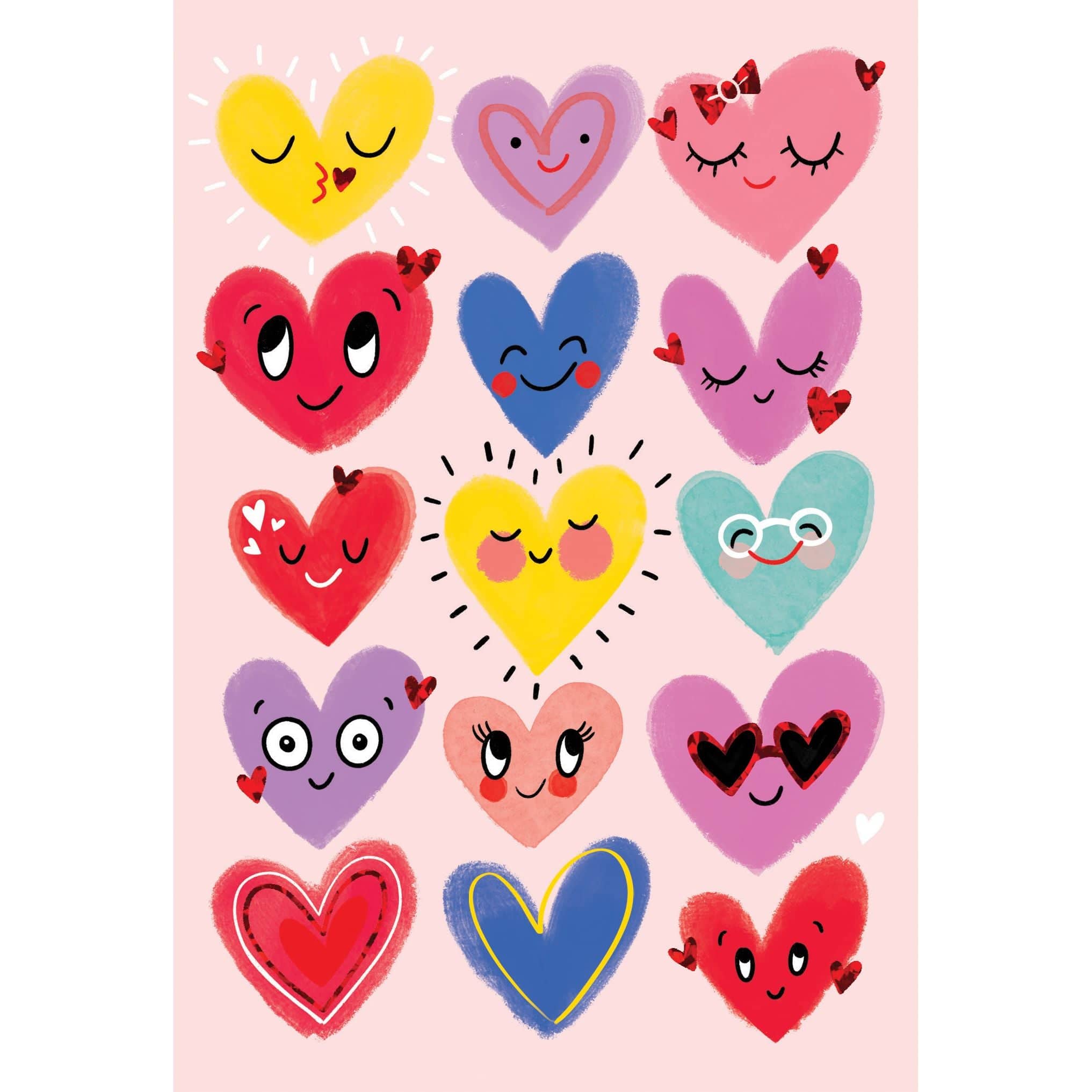 Pictura smiling hearts Valentine's Day card featuring colorful heart illustrations and a cheerful message for the holiday